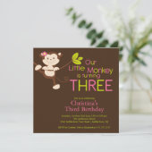 Cute Modern Monkey 3e anniversaire Invitations (Debout devant)