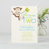 Cute Modern Monkey Invitations à la fête du 2e ann (Debout devant)