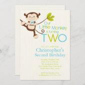 Cute Modern Monkey Invitations à la fête du 2e ann (Devant / Derrière)