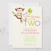 Cute Modern Monkey Invitations à la fête du 2e ann (Devant)