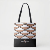 Cute Modern Monogram Pattern Trendy Oranje Black Draagtas (Voorkant)