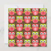 Cute Modern Owl 7th Birthday Party Invitations Kaart (Achterkant)