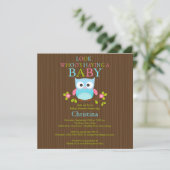 Cute Modern Owl Baby Shower Invitations (Debout devant)
