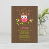 Cute Modern Owl Baby Shower Invitations Kaart (Staand voorkant)