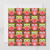 Cute Modern Owl Baby Shower Invitations Kaart (Achterkant)