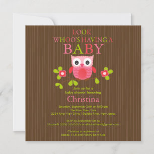 Cute Modern Owl Baby Shower Invitations Kaart