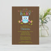 Cute Modern Owl Boys Baby Shower Invitations (Debout devant)