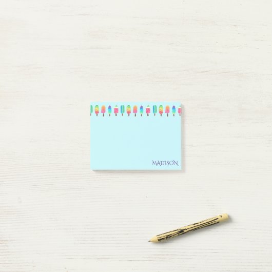 Cute Modern Paars Blue Popsicle Girly Post-it® Notes (Op bureau)
