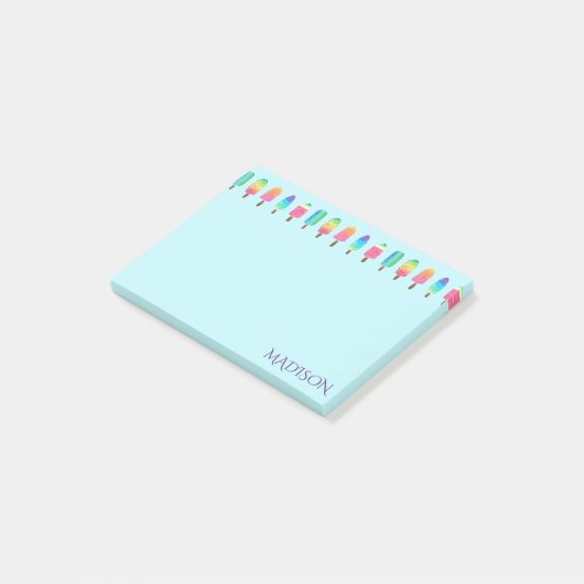 Cute Modern Paars Blue Popsicle Girly Post-it® Notes (Schuin)