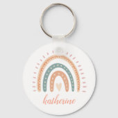 Cute Modern Pastel Boho Rainbow Sleutelhanger (Voorkant)