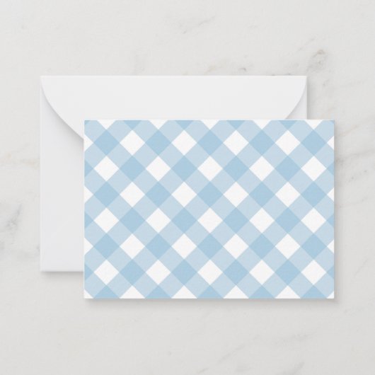 Cute Modern Pastel Light Blue Gingham Pset Check Notitiekaartje (Achterkant)