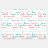 Cute Modern Pattern Roze Blauwgroen Happy Birthday Inpakpapier Vel (Voorkant 3)