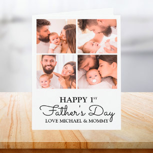 Cute Modern Photo Collage Happy First Fathers Day Kaart