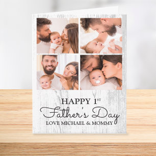 Cute Modern Photo Collage Happy First Fathers Day Kaart