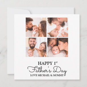 Cute Modern Photo Collage Happy First Fathers Day Kaart