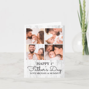 Cute Modern Photo Collage Happy First Fathers Day Kaart