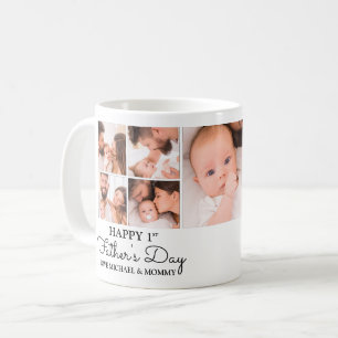 Cute Modern Photo Collage Happy First Fathers Day Koffiemok