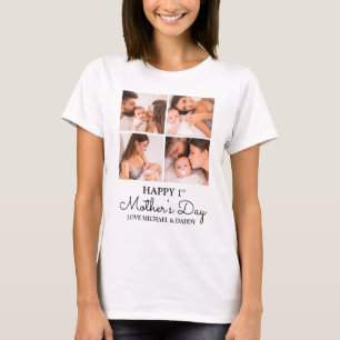 Cute Modern Photo Collage Happy First Moederdag T-shirt