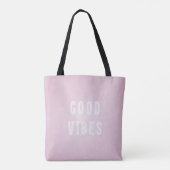 Cute Modern Pink and White Good Vibes Tote Bag (Achterkant)