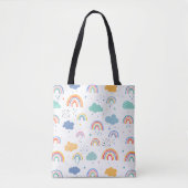Cute Modern Rainbows and Clouds Pattern Draagtas (Voorkant)
