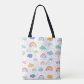 Cute Modern Rainbows and Clouds Pattern Draagtas (Achterkant)