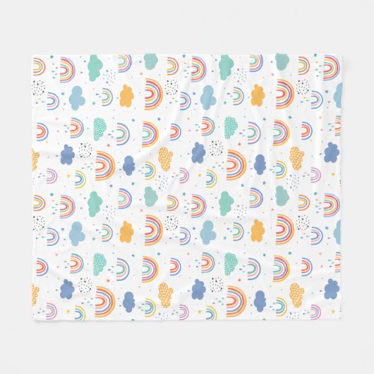 Cute Modern Rainbows and Clouds Pattern Fleece Deken (Voorkant (Horizontaal))
