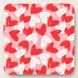 Cute Modern red and white hearts patroon Bier Onderzetter