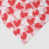 Cute Modern red and white hearts patroon Tissuepapier (Detail)