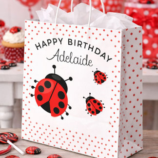 Cute Modern Red Ladybug Persoonlijk Groot Cadeauzakje