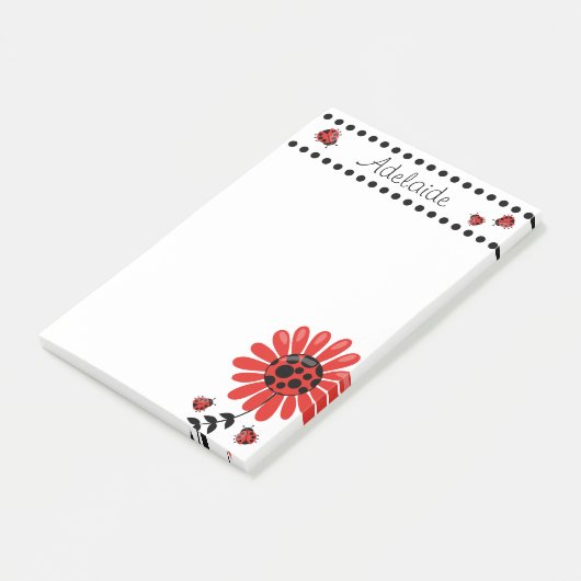 Cute Modern Red Ladybug Persoonlijk Post-it® Notes (Schuin)