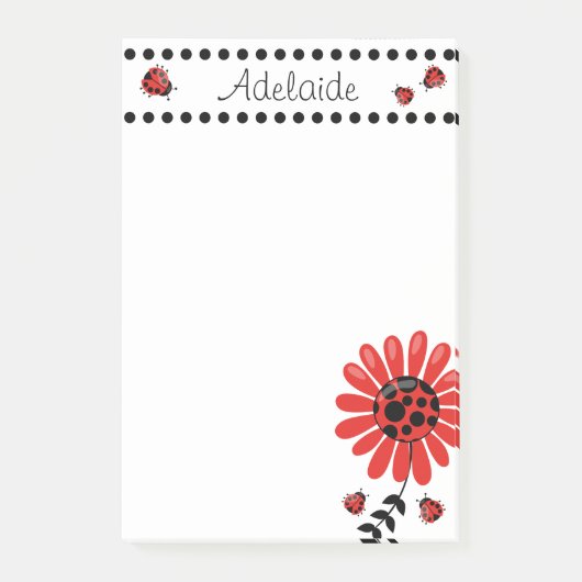 Cute Modern Red Ladybug Persoonlijk Post-it® Notes (Voorkant)