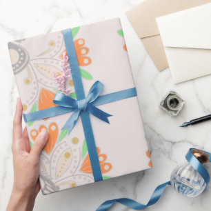 Cute modern  roze vogel florale waterverf cadeaupapier