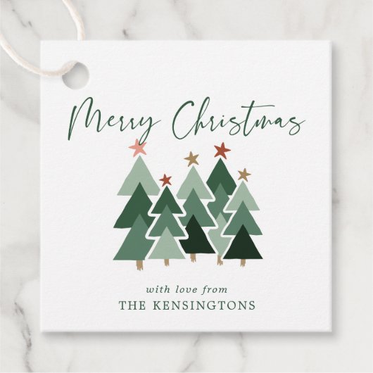 Cute Modern Rustic kerstbomen Bedankjes Labels (Voorkant)