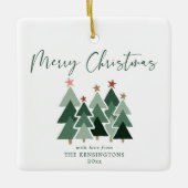 Cute Modern Rustic Kerstbomen Holiday Foto  Keramisch Ornament (Voorkant)