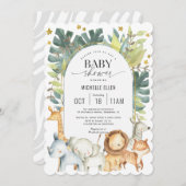 Cute modern safari Animal waterverf baby shower Kaart (Voorkant / Achterkant)