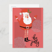 Cute Modern Santa Be Jolly Briefkaart (Voorkant / Achterkant)