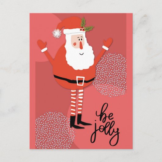 Cute Modern Santa Be Jolly Briefkaart (Voorkant)