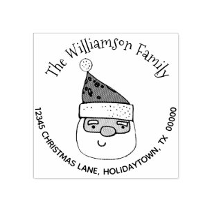 Cute Modern Santa Claus Return Address Kerstmis Rubberstempel
