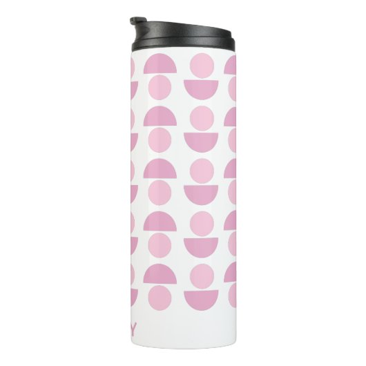 Cute Modern Scandinavian Art Pattern in Roze Name Thermosbeker (Geroteerd rechts)
