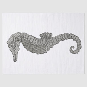Cute Modern Seahorse Drawing Nautical Nursery DIY Tissuepapier