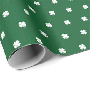 Cute Modern Simple Dark Green Lucky Clovers Cadeaupapier