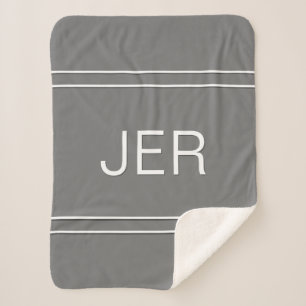 Cute Modern Simple Monogram Minimal Trendy Grijs Sherpa Deken
