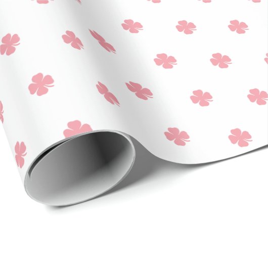 Cute Modern Simple Roze Lucky Clovers Cadeaupapier (Rol Hoek)