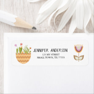 Cute Modern Spring Flowers Egg Oranje Address Etiket
