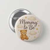 Cute Modern Teddy Bear Mommy to Be Button (Voorkant /achterkant)