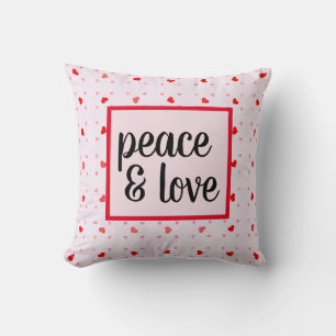 Cute Modern Typography Peace and Love Kussen