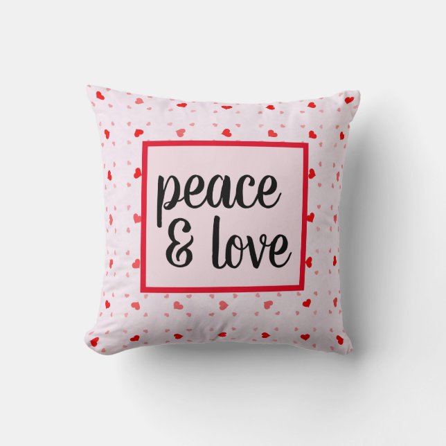 Cute Modern Typography Peace and Love Kussen (Voorkant)