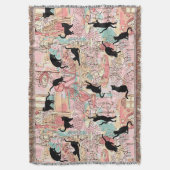 Cute Modern Waterverf Paris Cafe Cat Pattern Deken (Voorkant Verticaal)