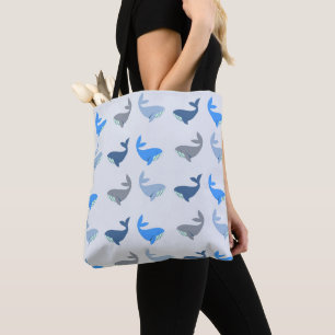 Cute Modern Whale Illustrated Pattern Blue Draagtas