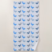 Cute Modern Whale Illustrated Pattern Blue Strandlaken (Voorkant)